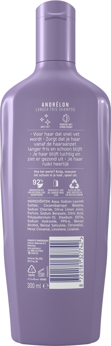 beneden onderbreken gemiddelde Andrélon Langer Fris Shampoo - 6 x 300 ml - Voordeelverpakking | bol.com