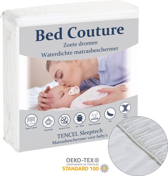 Bed Couture - Baby en Kinder Hoogwaardige TENCEL™ Matrasbeschermer - 100% Waterdicht, Optimale Bescherming - Ademend, Antibacterieel - 70x140 cm - hoekhoogte 18cm met rondom elastiek