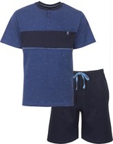 Paul Hopkins Heren Shortama - Pyjama Set - 100% Katoen - Blauw - Maat XXL