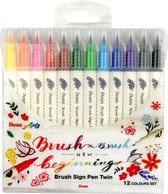 Pentel Brush Pen Twin 12 kleuren