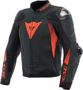 Dainese Super Speed 4 Leather Jacket Black Matt Fluo Red 54 - Maat - Jas
