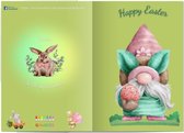 Gnomies - Pasen - Carte de Voeux Gnome - gnome - Happy Pâques - vert clair - vert - original - unique - dégressif