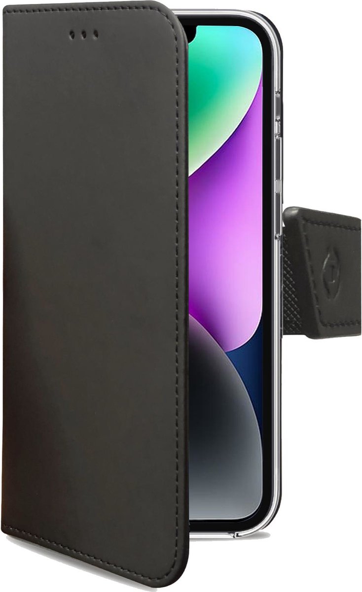 Celly Wally Bookcase Hoesje - Geschikt voor Apple iPhone 14 - Kunstleer - Pasjeshouder - Zwart
