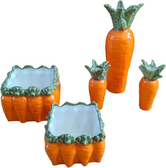 Mica Decorations Vaas,bloempot wortels oranje,Set van 5