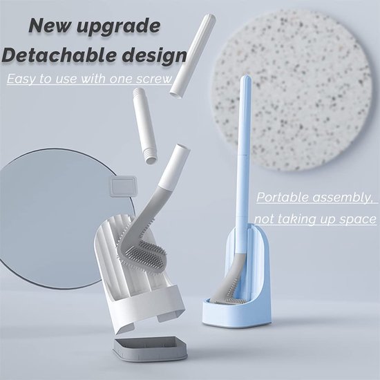 toiletborstel, toiletborstel met lange steel, golf siliconen toiletborstel, schoonmaakborstel zonder doodlopende weg, toiletborstel met lange steel, badkamer toiletborstels & houderset (grijs)