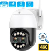 TechU™ Beveiligingscamera voor Buiten – 4K 8MP met Wifi – Nachtzicht & Audio – Bewakingscamera met 64GB Geheugen – Wit