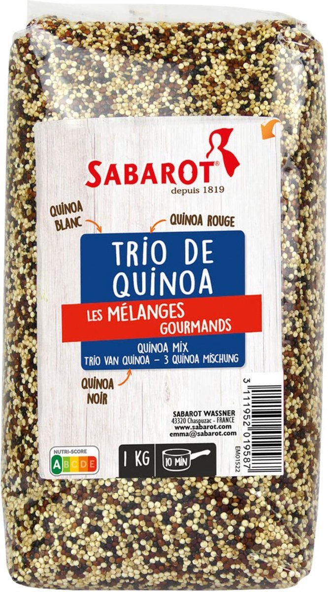 Sabarot Quinoa wit, rood, zwart - Zak 1 kilogram