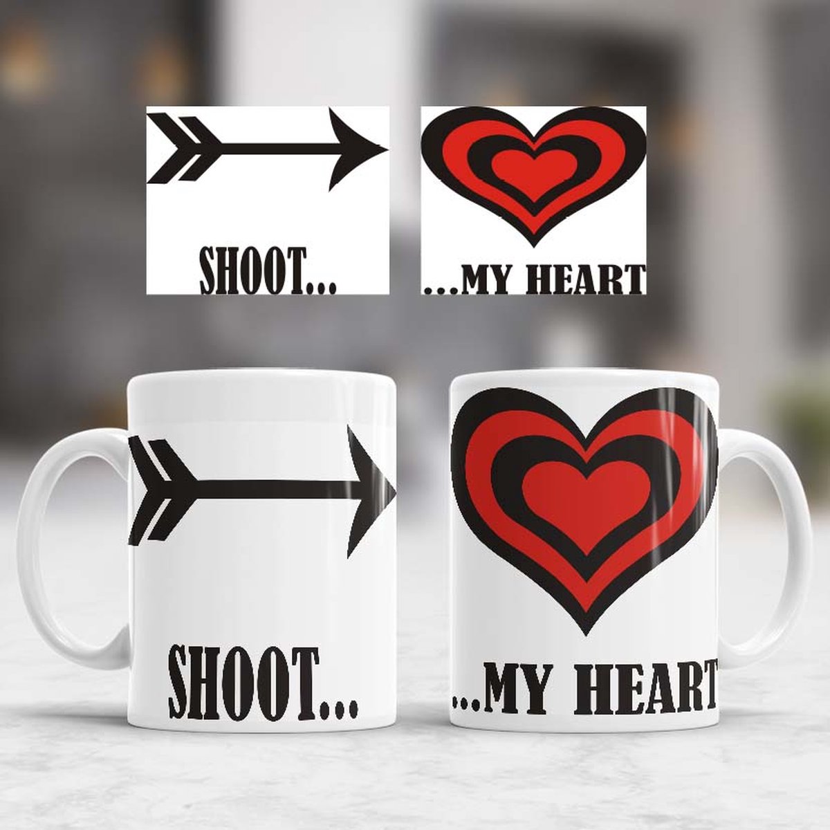 Mokken Shoot my heart - Liefde - koppels - cute - cadeau - love - couple
