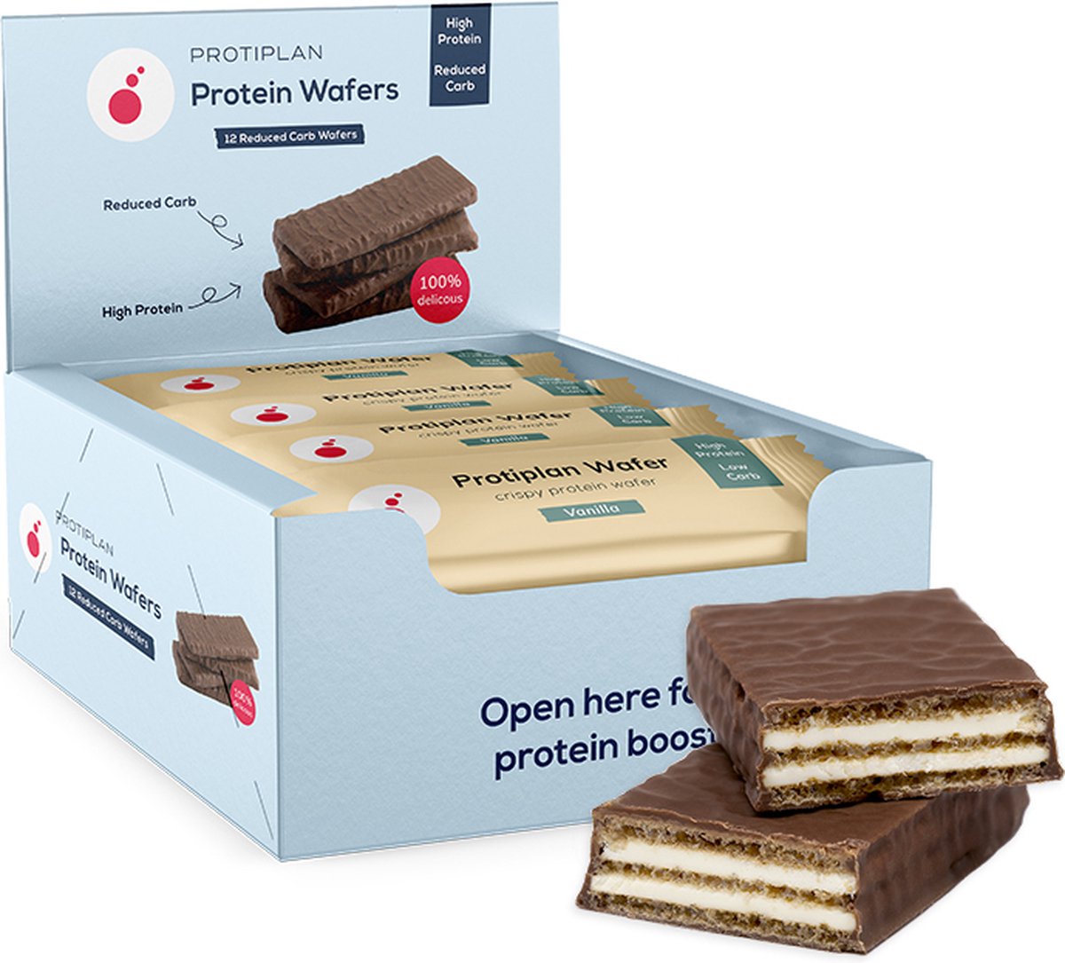 Goedkoopste Protiplan | Crispy Protein Wafer | Vanilla | 12 Stuks | 12 x 35 gram | Low carb snack | Eiwitrepen | Koolhydraatarme sportvoeding | Afslanken met Proteïne repen | Snel afvallen zonder hongergevoel!
