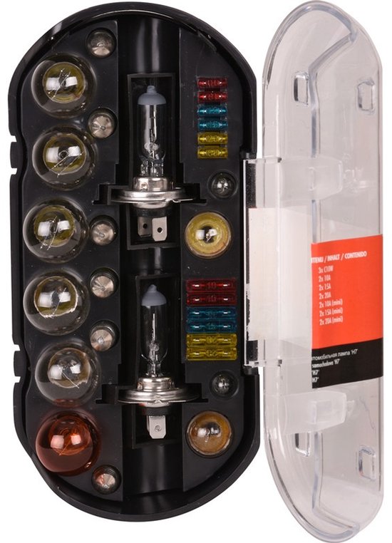 Carpoint H7 Reservelampenset – 30-delig – Inclusief Zekeringen – Compacte Opbergbox – Eenvoudige Installatie