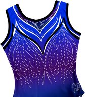 Sparkle&Dream Turnpakje Kyla Blauw Paars - Maat AXXL M/L - Gympakje voor Turnen, Acro, Trampoline en Gymnastiek