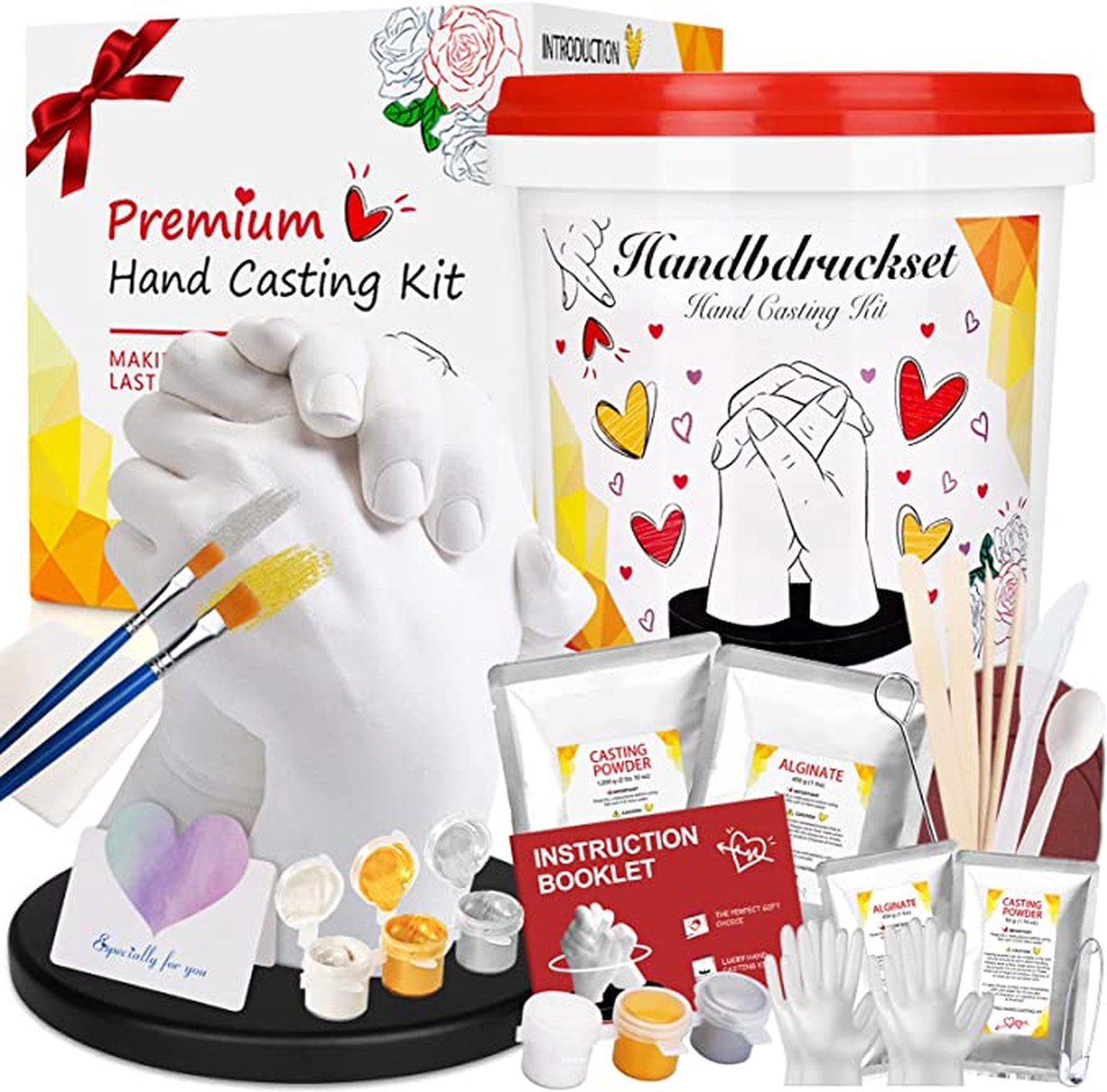 Kit d'empreintes de main pour couple, moulage de plâtre, mains, paires,  souvenirs, 3D, kit d'empreintes de main, kit de [121]