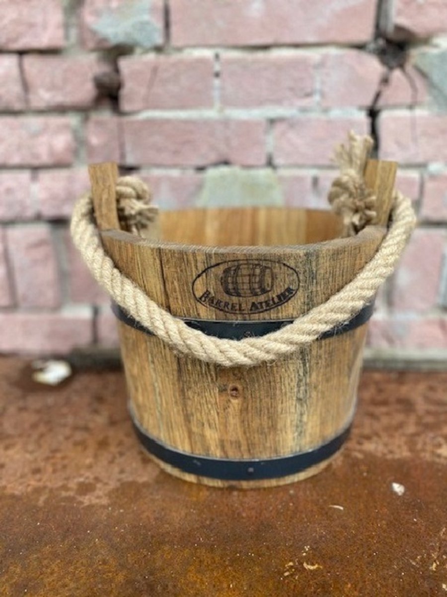 Goedkoopste Eiken houten Emmer Dark oil met Touw / 5 liter