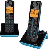Téléphone fixe Alcatel S280 duo dect avec identification de l'appelant noir/bleu