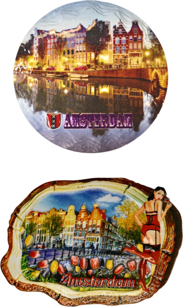 Koelkastmagneten Set: Amsterdam - Holland Souvenirs - 2 stuks