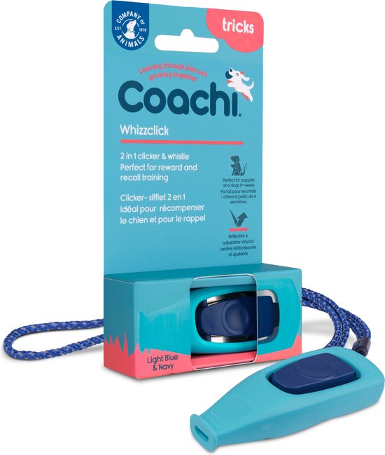 Foto: Coachi whizzclick clicker met hondenfluit hondenopvoeding lichtblauw navy