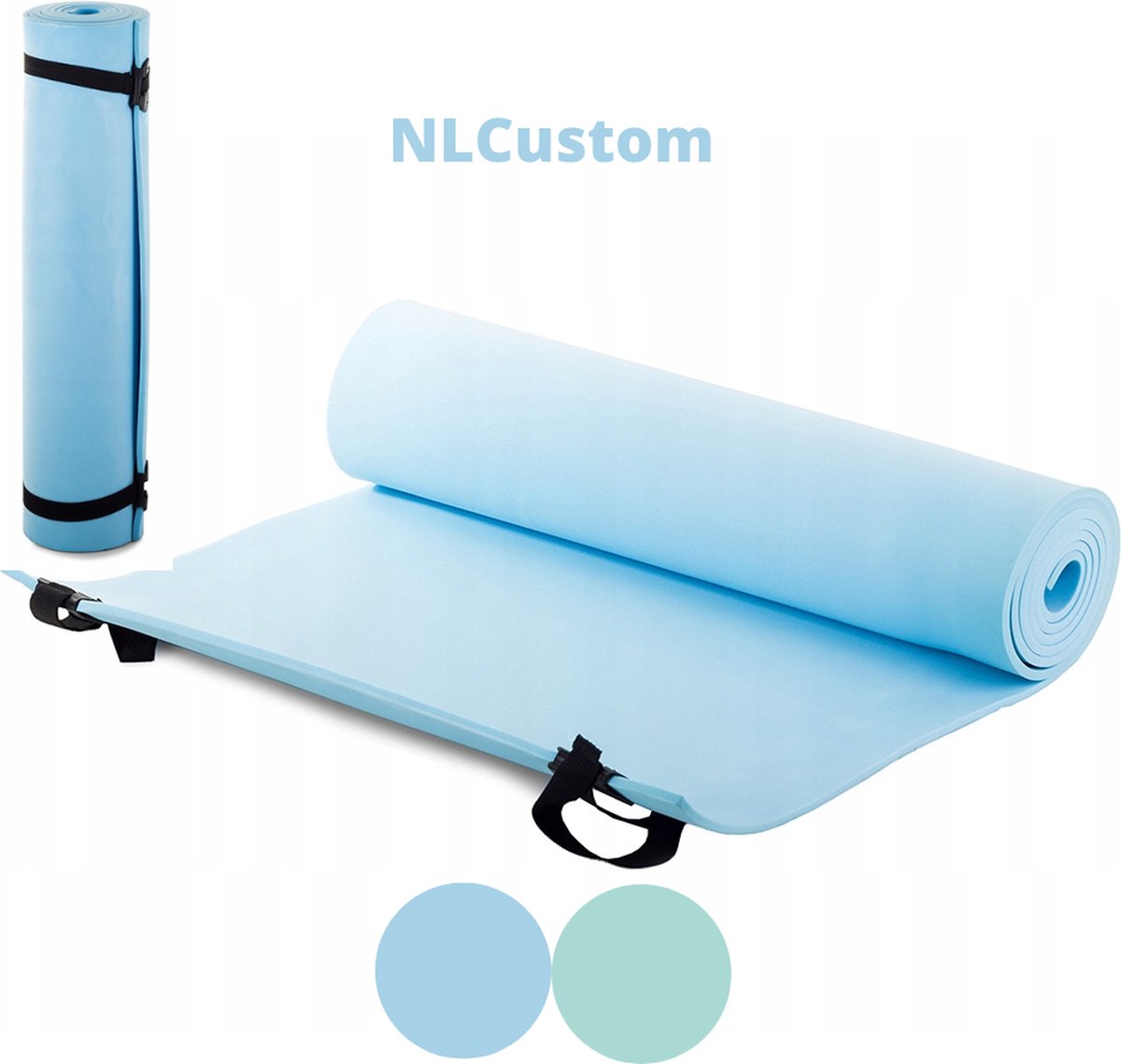 (1+1 gratis) - Yogamat 180 x 50 x 0,5 cm - Blauw- Yogamat anti slip & eco - Duurzaam TPE materiaal