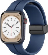 Bracelet Smartwatch en Siliconen - Convient au bracelet magnétique Apple Watch à boucle en D - bleu foncé - Bracelet / Bracelet / Bracelet Strap-it - Taille: 42 - 44 - 45 - 49mm