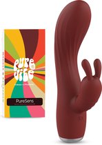 PureVibe® PureSens - Verwarmde Dubbele Stimulatie Tarzan Vibrator - Diepgaande Clitoris & G-spot Stimulator - Fluisterstil & Discreet - Exclusief Rabbit Design - High-end Sex Toys - Vibrators voor Vrouwen - Seksspeeltjes | Classy Bordeaux Rood