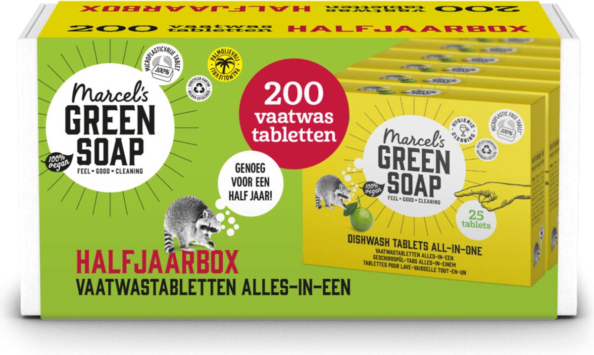 Marcel’s Green Soap alles-in-een – Half jaar box – 200 stuks