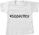 Baby t-shirt korte mouw - #BIGBROTHER - Wit - Maat 86 - Zwanger - Geboorte - Big brother - Aankondiging - Zwangerschapsaankondiging - Peuter - Dreumes - Ik word grote broer