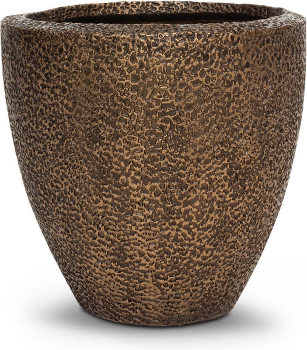 Luxe Plantenpot XL | Koper Brons Antiek Look | Koraal Brons Plantenbak Design | Grote bloempot voor binnen en buiten | Bloembak | Vorstbestendig | 41 x 41 cm