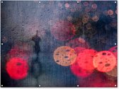 Muurdecoratie buiten Abstract - Druppels - Kleuren - Regen - 160x120 cm - Tuindoek - Buitenposter