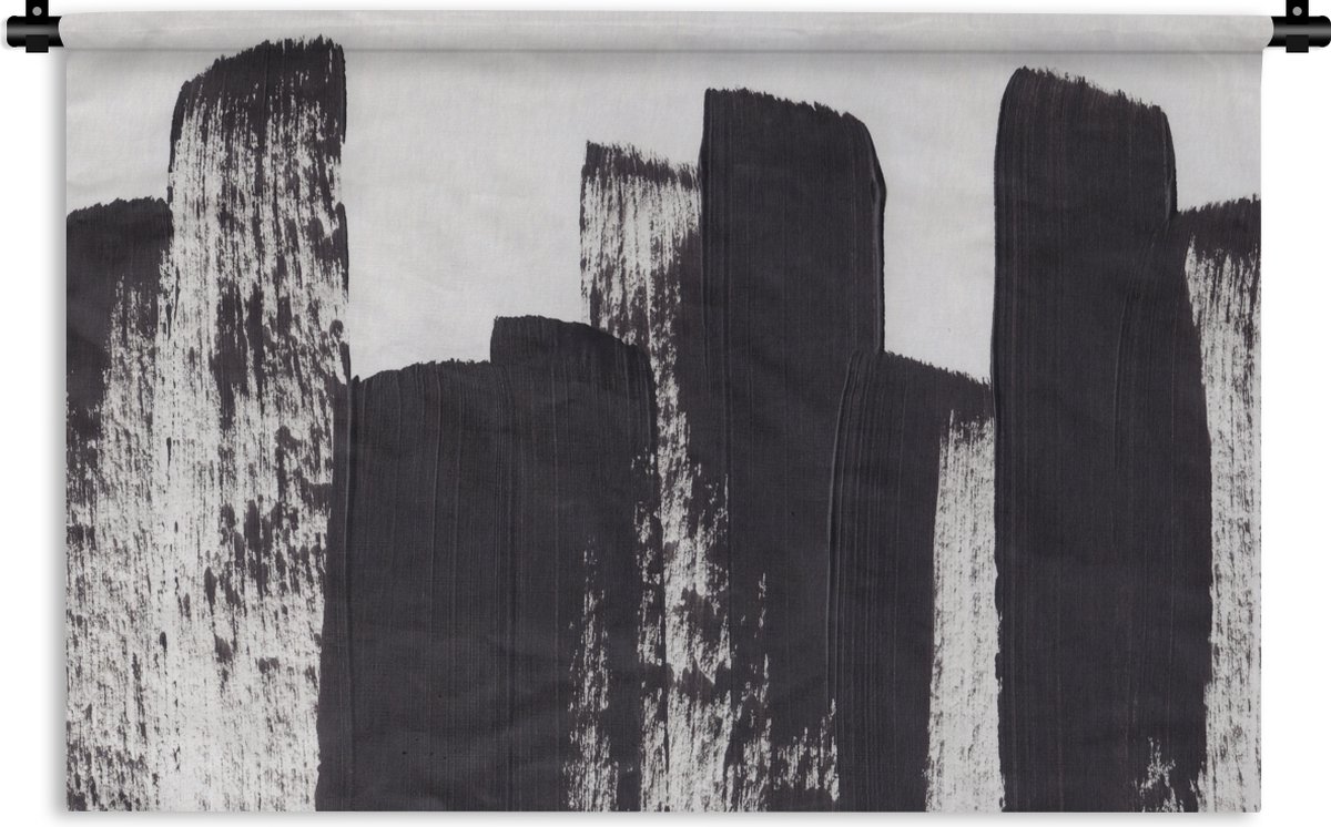 Wandkleed - Wanddoek - Verf - Abstract - Zwart - Wit - 180x120 cm - Wandtapijt