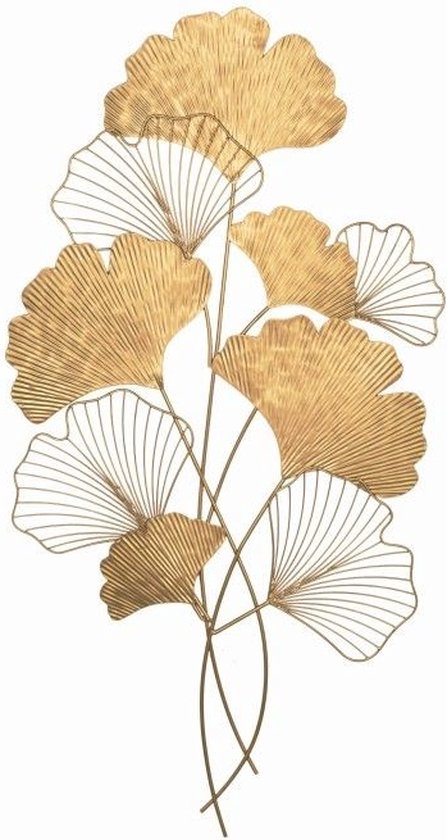 Elegante wanddecoratie GINKGO 110cm goud in filigrane bladvorm - 41272