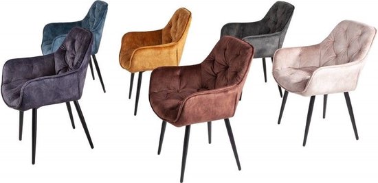 Design stoel MILANO bruin fluweel met Chesterfield quilting - 41182