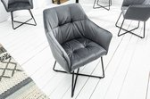 Exclusief design stoel LOFT fluweel zilvergrijs met armleuning - 42472