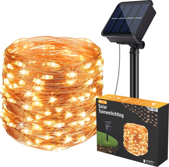 Happy Goods - Solar Tuinverlichting - 200 LED - Warm Wit - 20 m - op Zonne Energie