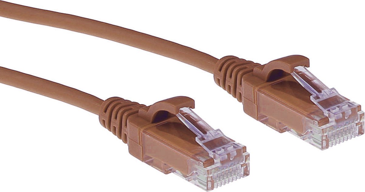 Image of ACT Bruine 3 meter LSZH U/UTP CAT6 datacenter slimline patchkabel snagless met RJ45 connectoren DC9203