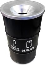 BinBin Duo 120 Liter met vlamwerend deksel olievat afvalscheiding prullenbak| grote afvalbak| blikjes- flessen inzameling| inzamelbak blikken | Flessen | statiegeld blikken-flessen | Horeca afvalbak