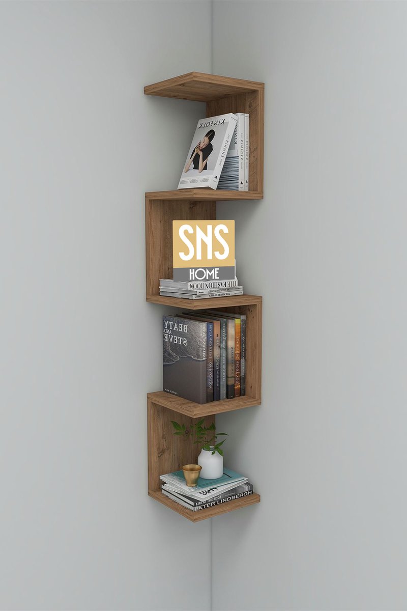 WOLTU Hoekplank, wandplank met 5 planken, zwevend rek, wit WOLTU Hoekplank, wandplank met 5 planken, zwevend rek, wit