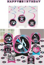 TIKTOK - Feestpakket - Kinderfeest - Voordeelpakket - Versiering - Decoratie - Tafeldecoratie set - Plafond Swirls - Happy Birthday Slinger.