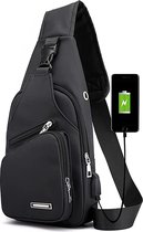 Fanny Pack – Crossbody Tas – Met USB-oplaadpoort – Heren – Borst Tas – Anti-Diefstal – Zwart