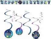 Fortnite – Battle royal - Feestpakket - Kinderfeest - Voordeel set - Versiering - Decoratie - Plafond Swirls - Happy Birthday Slinger.