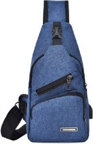 Fanny Pack – Crossbody Tas – Met USB-oplaadpoort – Heren – Borst Tas – Anti-Diefstal – Blauw
