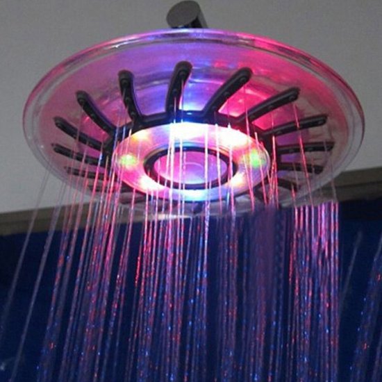 Foto: Badkamer 7 kleuren automatische led licht douchekop veranderende kleuren ronde top douche kop voor badkamer