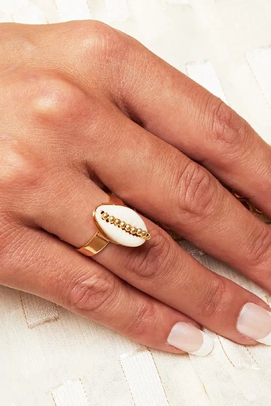 Gold shell ring - 18K gold plated - fanciy.nl - goud - gold - waterproof - ibiza - zomer - ring - rings - shell - schelp - chain - adjustable - one size - verstelbaar - Yehwang