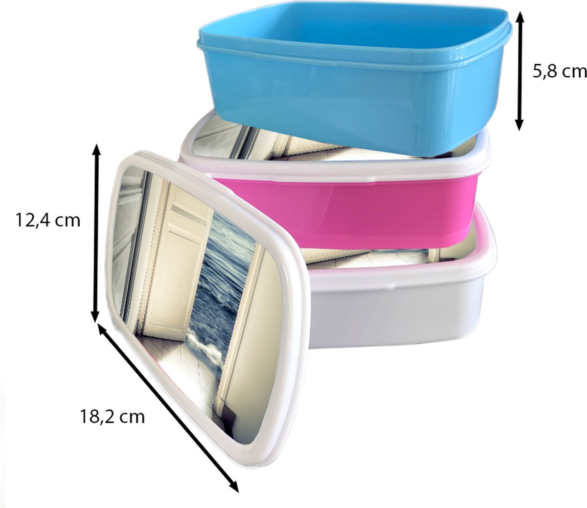Broodtrommel Wit - Lunchbox - Brooddoos - Deur - Zee - Abstract - Water - 18x12x6 cm - Volwassenen