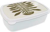 Broodtrommel Wit - Lunchbox - Brooddoos - Planten - Vaas - Bloemen - Pastel - 18x12x6 cm - Volwassenen