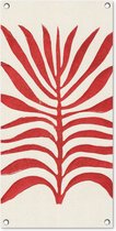 Tuinposter Plant - Rood - Bladeren - Abstract - 40x80 cm - Wanddecoratie Buiten - Tuinposter - Tuindoek - Schuttingposter - Tuinschilderij