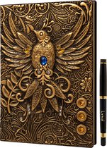 3D Faux-Leather Notebook - Gold Phoenix