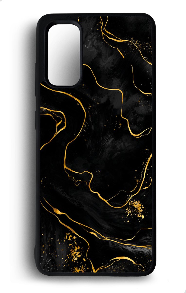 Ako Design Samsung Galaxy S20 hoesje - Marmer - zwart goud - Hoogglans - TPU Rubber telefoonhoesje - hard backcover