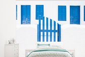 Architectuur - Hek - Wit - Blauw - Deuren - Behangpapier