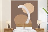 Behang - Fotobehang Vormen - Abstract - Ruitjes - Pastel - Bruin - Breedte 225 cm x hoogte 280 cm - Behangpapier