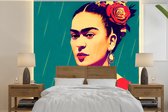 Portret - Frida Kahlo - Vrouw - Vintage - Rood - Behangpapier