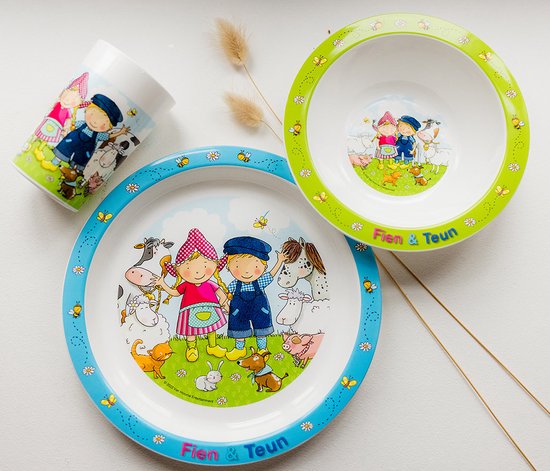 Fien en Teun kinderservies set 3-delig - bord, schaaltje en beker - Bambolino Toys van Bambolino Toys — afbeelding 5